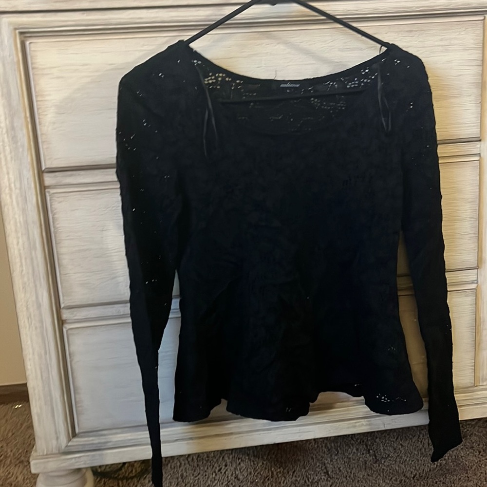 black, laced long sleeve